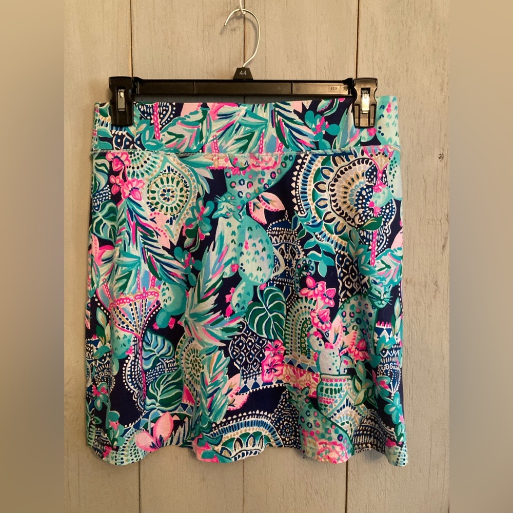 Lilly Pulitzer Navy, Teal & Pink Tropical Print Mini Skirt - Picture 3 of 9